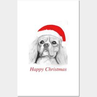 Happy Christmas Cavalier King Charles Spaniel Posters and Art